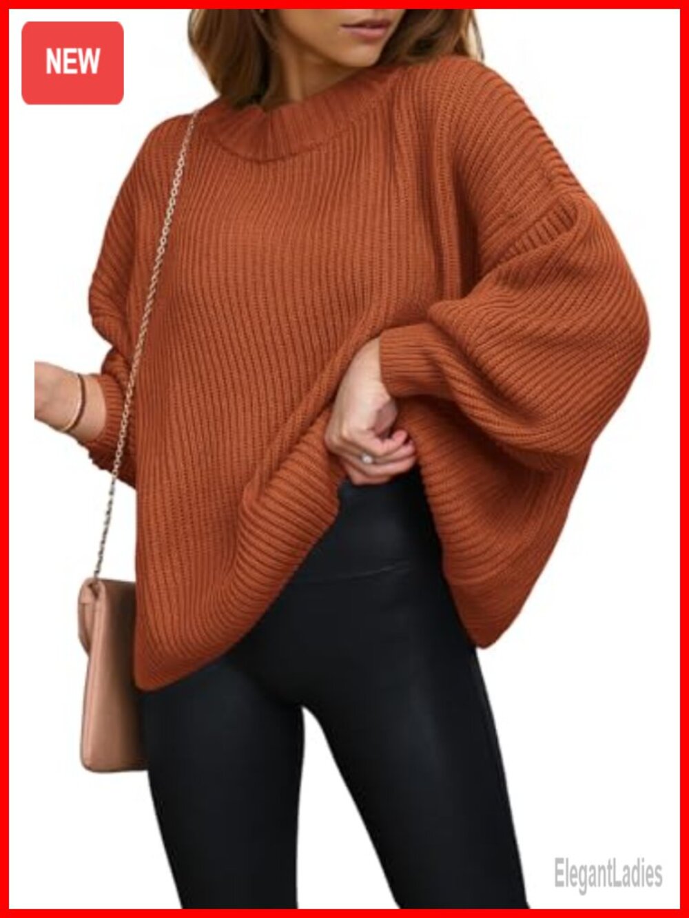 Oversized Chunky Knit Crewneck Pullover Sweater Long Sleeve